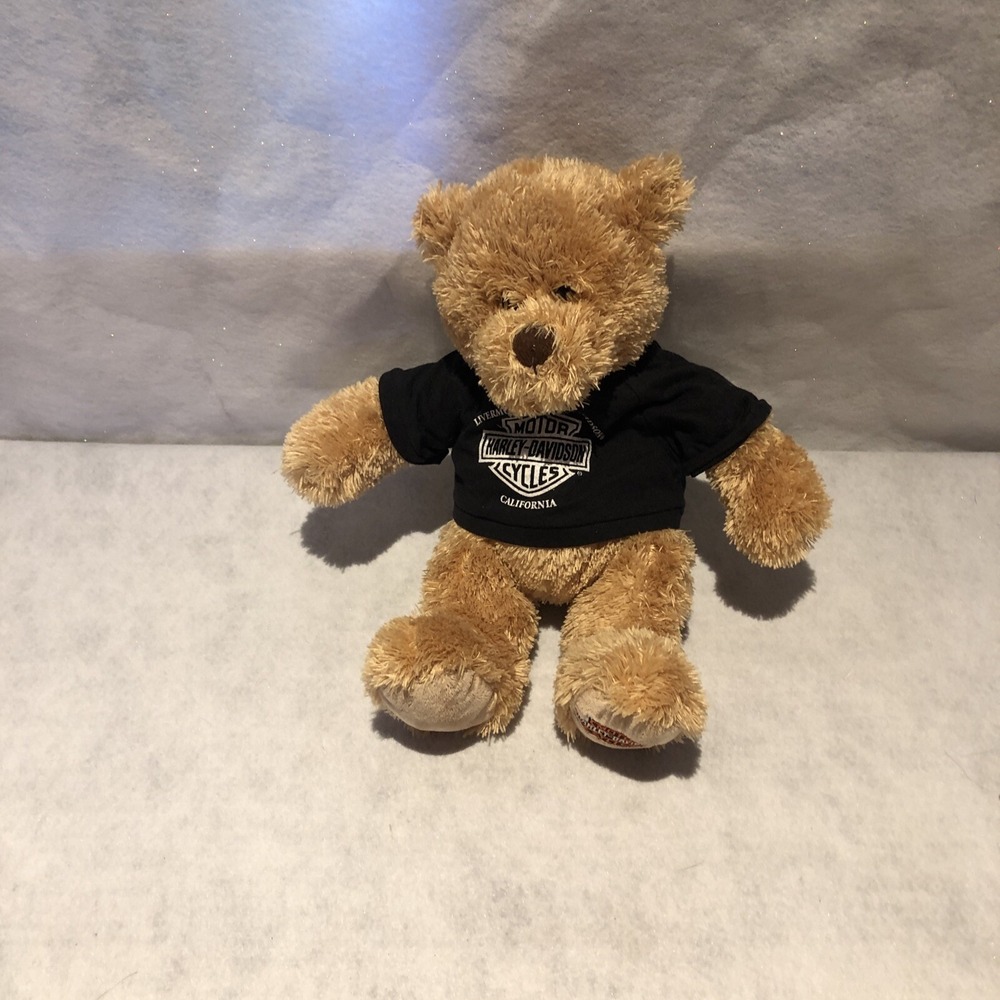 Harley Davidson Teddy Bear‎ Plush Embroidered Foot Black Tshirt 13" Authentic
